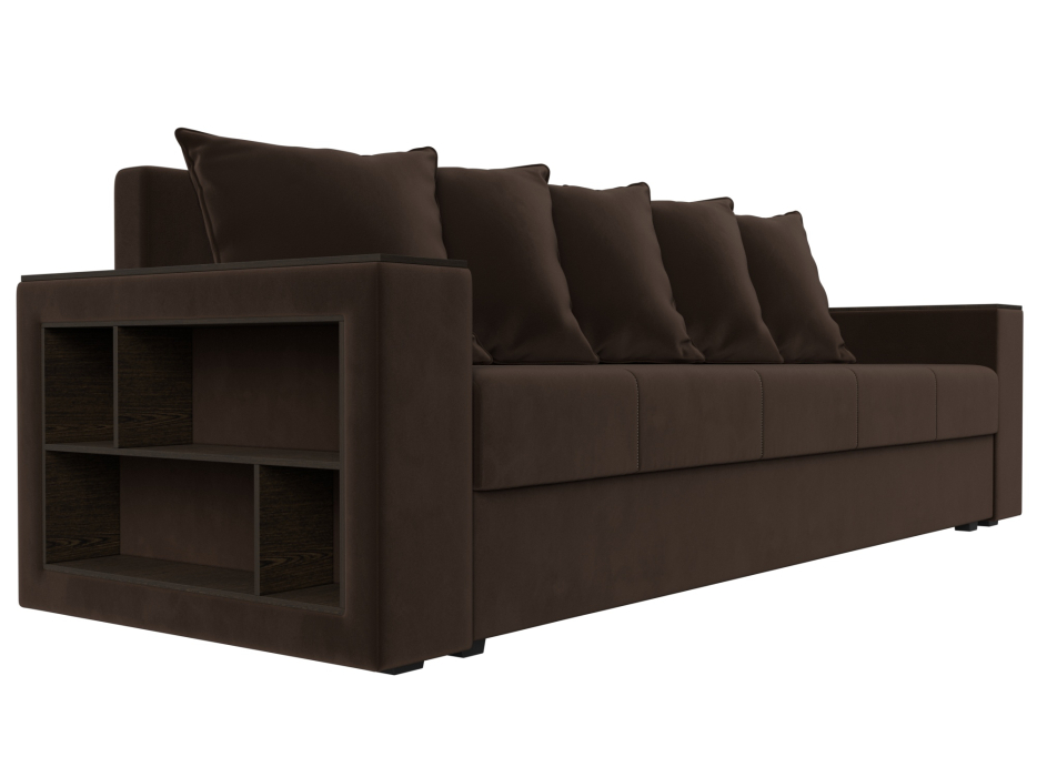 Диваны кровати со спальным местом, Диван прямой Дубай Лайт полки слева, микровельвет