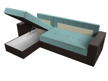 Диван угловой Дубай Лайт, велюр/экокожа, левый угол
