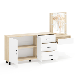 Косметический навесной столик с подсветкой и комод с ящиками и дверками 123-1604