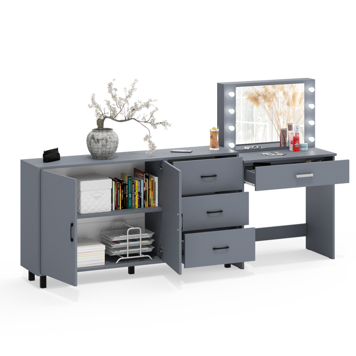 С зеркалом, Комод-тумба 123-1604 и туалетный столик с подсветкой СТ-4