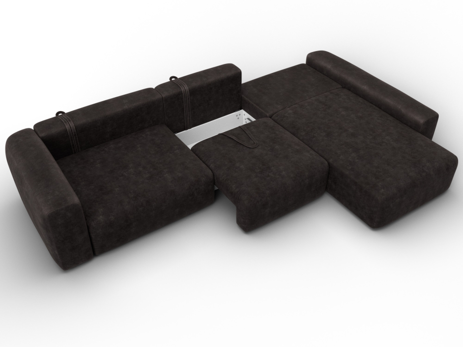 Диваны угловые в гостиную, Диван угловой Лига-066 НПБ Лонг угол правый, велюр BRUT