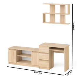 Мори стол компьютерный МС-6 левый с тумбой МТВ1200.1 и навесной открытой полкой