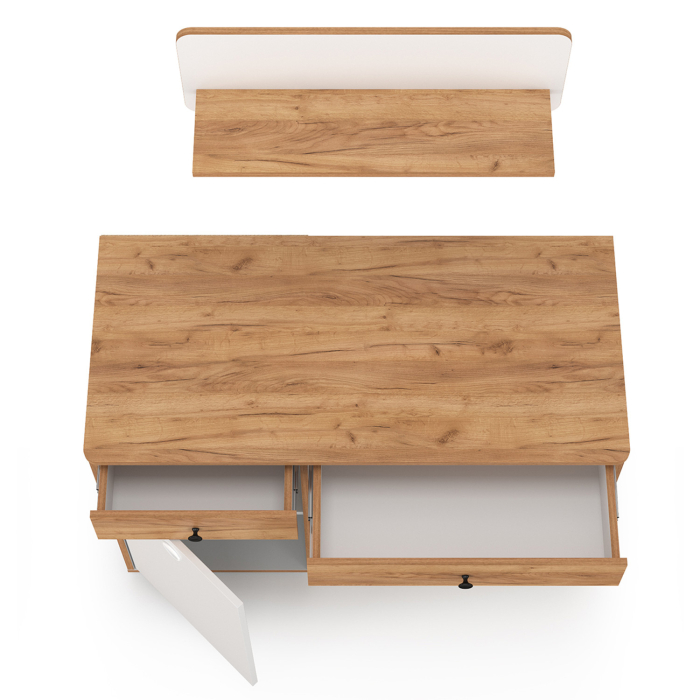 Детские столы, Стол письменный Вуди с навесной полкой