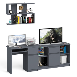 Открытая полка Мори 900 с компьютерным столом МС-1 правый и тумбой 1204-1