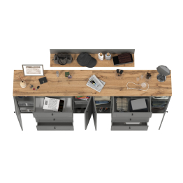 Остин открытая полка и два комода с дверками и ящиками