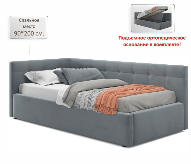 Мягкая кровать, Односпальная кровать-тахта Bonna 900 с подъемным механизмом