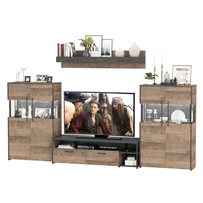 Стенки для гостиной, Мебель лофт с подсветкой для гостиной Трувор № 67