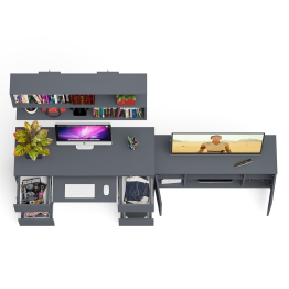 Письменный стол Мори МС-2 с ТВ-тумбой 1200 и навесной полкой 1200