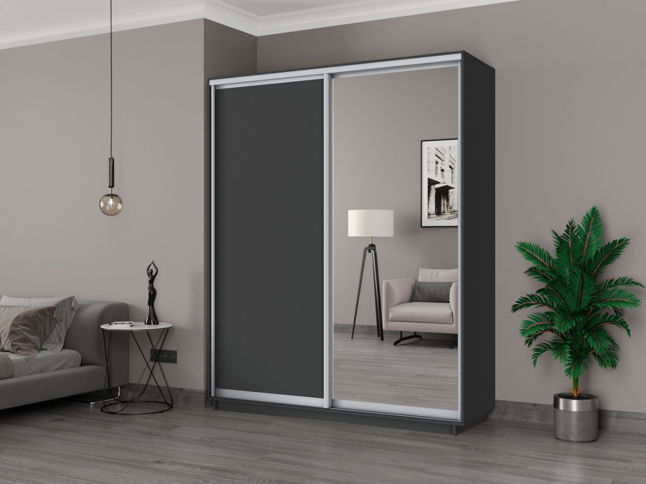 Шкафы-купе 2-х дверные, Шкаф-купе Экспресс 2-х дверный, ДСП/Зеркало, 180х45х220