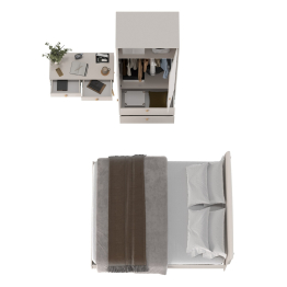 Столик с кроватью на 1600 Афина и шкаф-комодом двухдверным