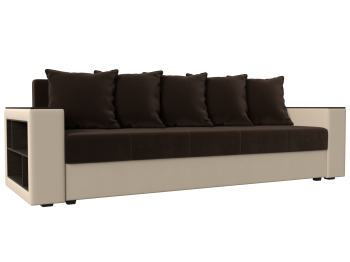 Диван прямой Дубай Лайт полки слева, микровельвет/экокожа