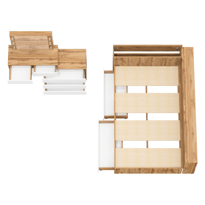 Спальные гарнитуры, Туалетный столик для спальни с подсветкой 110 и Ксения кровать 1200 с ящиками и прикроватный блок