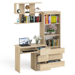 Рабочий стол Мори МС-6 правый с открытой полкой и стеллаж-комод МСТ600.3