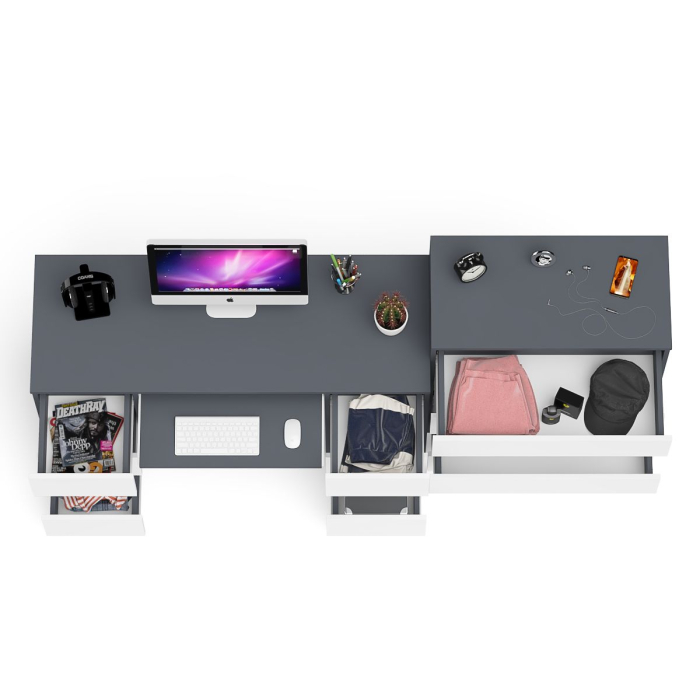 Компьютерные столы, Комод 800 4-ре ящика Мори и двухтумбовый компьютерный стол МС-2