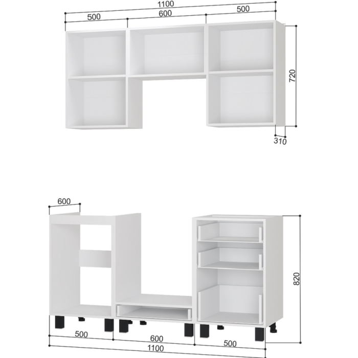 Кухонные гарнитуры, Готовая кухня Сканди 1.6 м