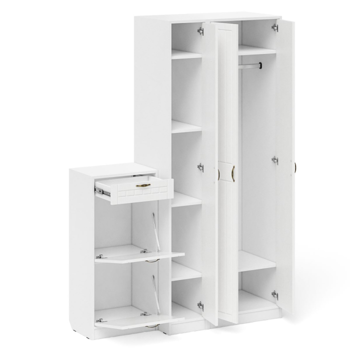 Прихожие, Тумба для обуви две секции в прихожую П-6-500 с пеналом и шкафом фрезеровка прованс