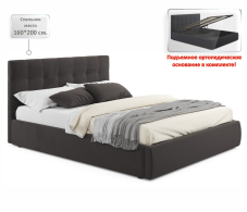 Кровати с мягким изголовьем, Мягкая кровать Selesta 1600 с матрасом PROMO B COCOS с подъемным механизмом