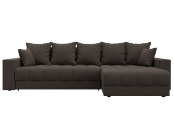 Диван угловой с декором и полкой Лига-050 НПБ, рогожка Амур