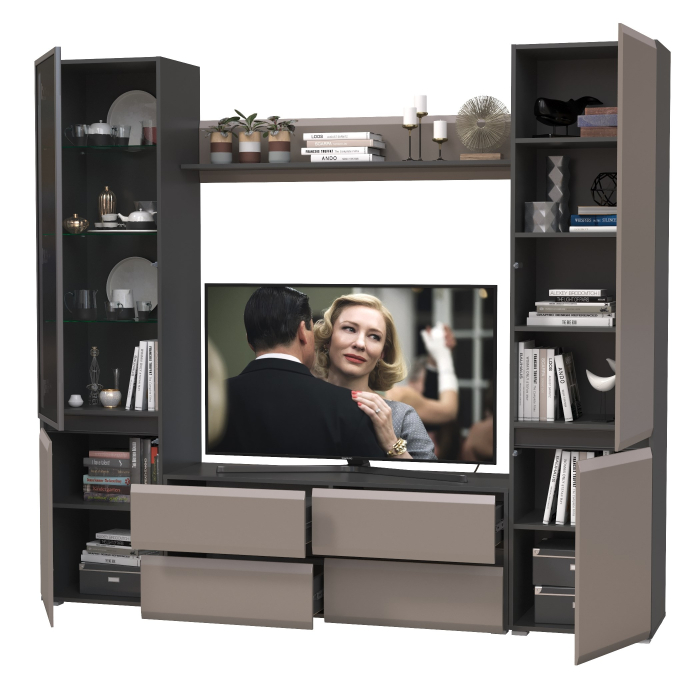 Стенки для гостиной, Стенка для гостиной со стеклом Сидней № 50