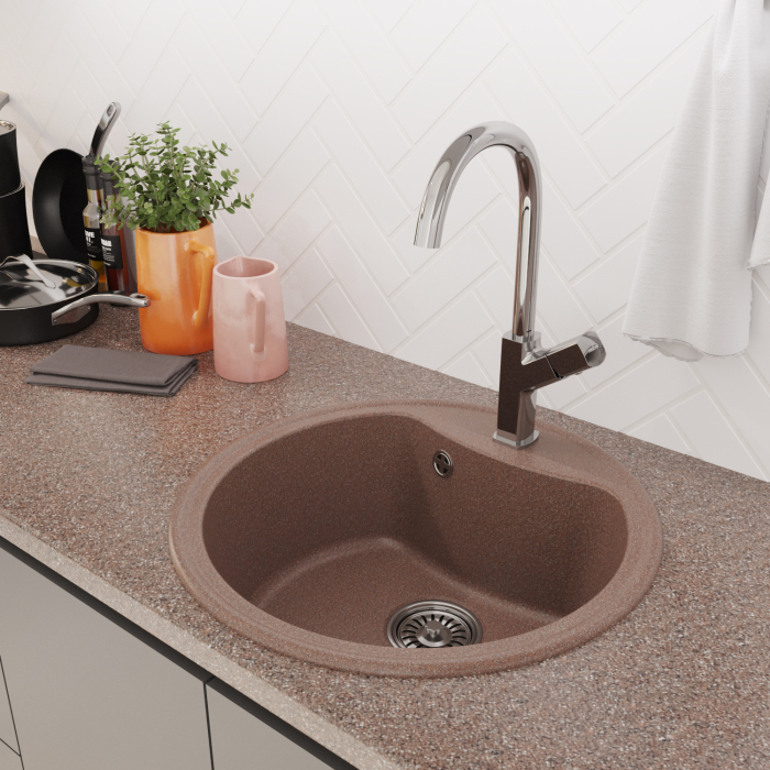 Кухонные мойки, Мойкa ML-GM09 круглая, 510 мм (глуб. чаши 190) NEW*