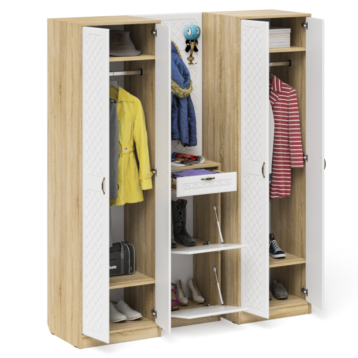 Прихожие, П-6 прихожая компоновка № 15 МДФ фрезеровка ромб