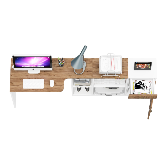 Домашние кабинеты, Письменный стол Лидер-8 с тумбой с ящиком и дверкой.