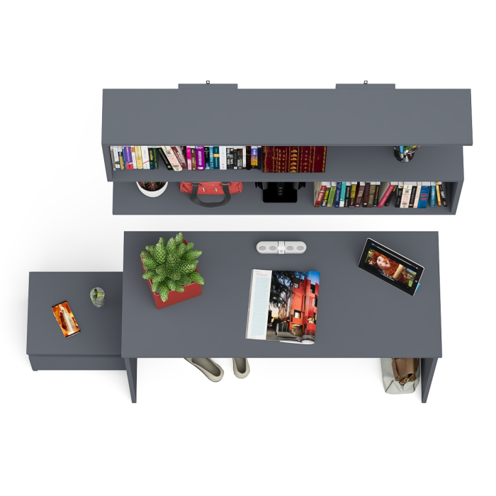 Прямые компьютерные столы, Стол письменный Мори 1200 с тумбочкой и навесной полкой 1200