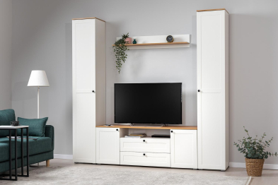 Шкаф-пенал 13.227 Остин Белый шагрень