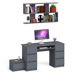Двухтумбовый стол компьютерный Мори МС-2 с тумбочкой с ящиком и полкой на 1200