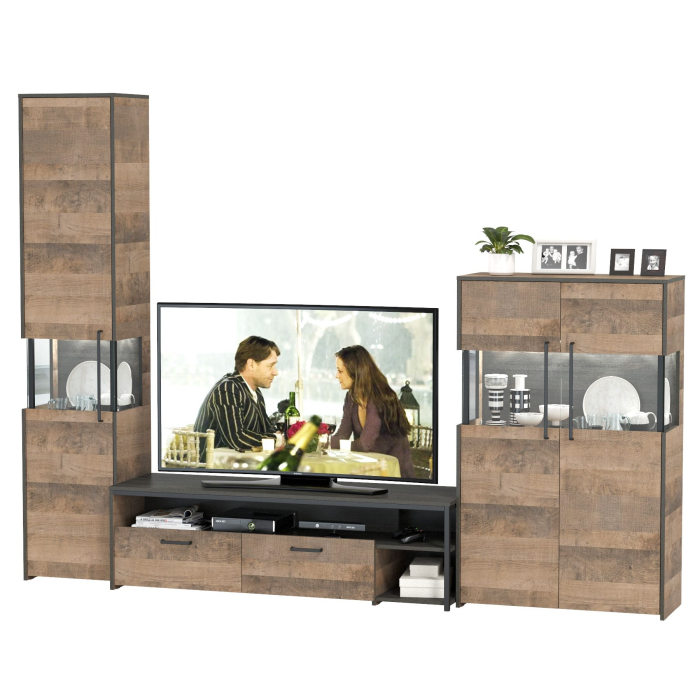 Стенки для гостиной, Мебель для гостиной в стиле лофт с подсветкой Трувор № 26