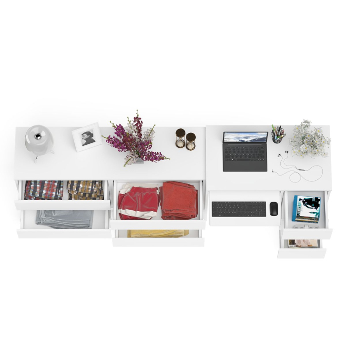 Домашние кабинеты, Комод 1380 6-ть ящиков Мори с однотумбовым столом компьютерным МС-6 правым