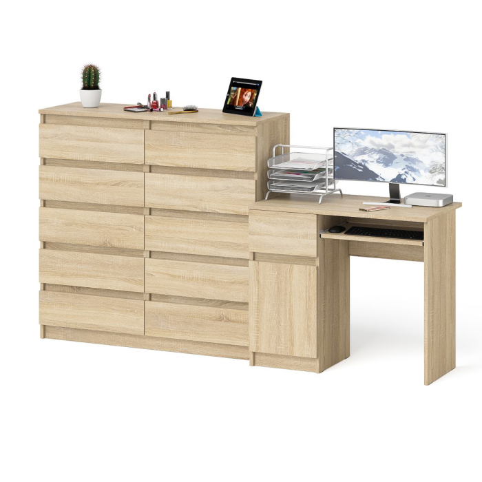 Домашние кабинеты, Комод Мори МК1200 на 10-ть ящиков и компьютерный стол МС-1 левый