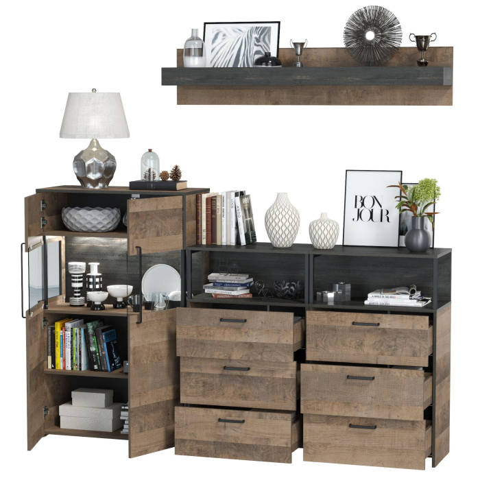 Стенки для гостиной, Набор мебели в гостиную с подсветкой серии Трувор № 9