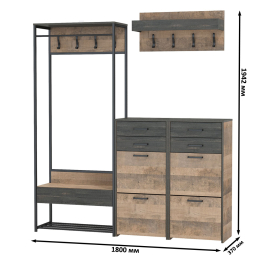 Прихожая Трувор № 222 с обувницами и вешалкой-полкой