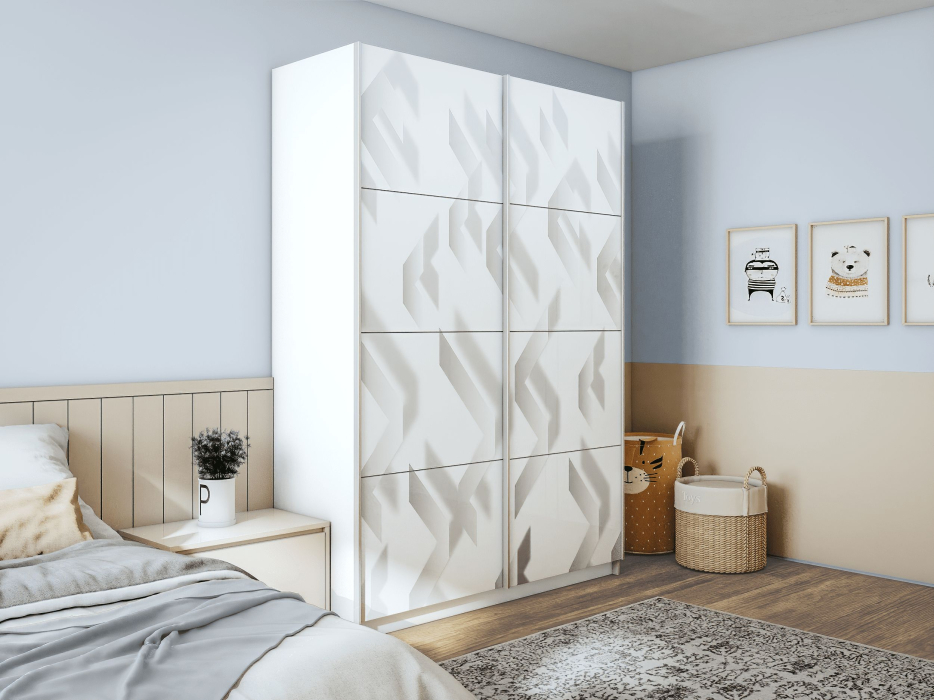 Шкафы-купе 2-х дверные, Шкаф-купе Прайм 2-х дверный Фотопечать Ленты Стекла/Доводчики 160х57х230