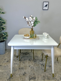 Стол Kenner 900 K раздвижной, стекло белый глянец