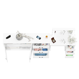 Косметический столик Сура с зеркалом и подсветкой и с тумбой-комодом 123-1604