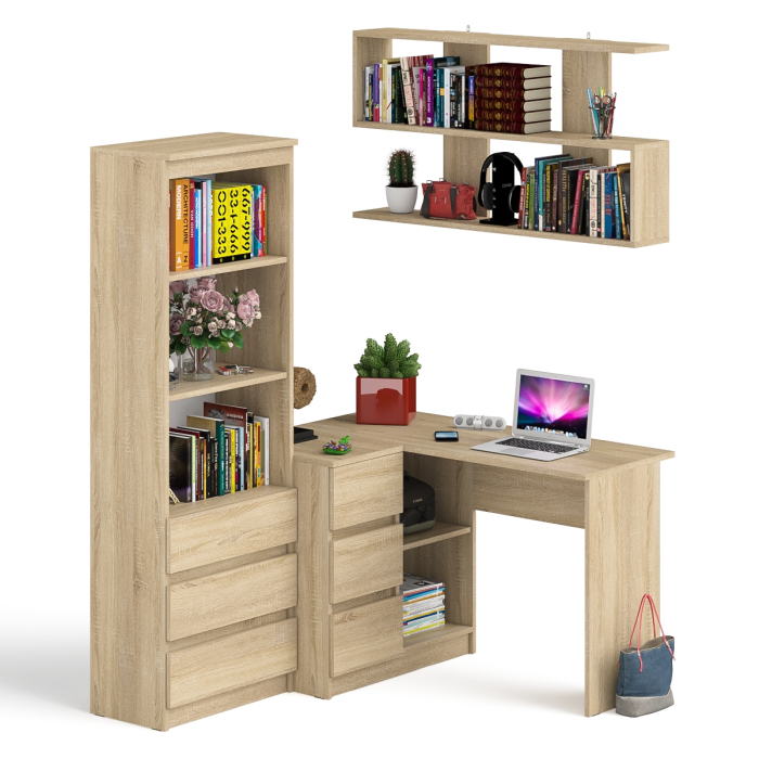 Домашние кабинеты, Уголок школьника Мори с угловым столом и полкой и стеллажом