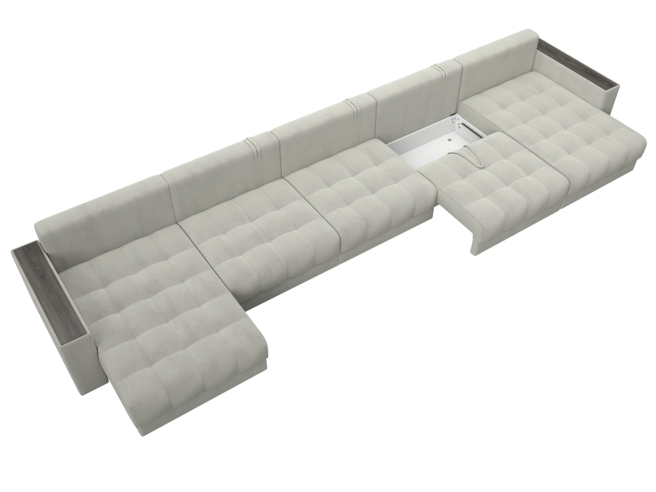 Диваны еврокнижки, Диван П-образный с декором Лига-049 НПБ Мегалонг, велюр TOWER