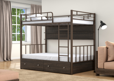 Двухъярусная кровать Валенсия 120 ящики полка венге