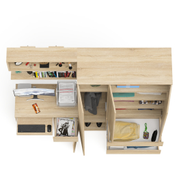 Шкаф-комод Мори МШ1200.1 со столом Мори МС-1 правый и полкой Мори 900