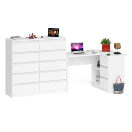 Стол компьютерный МС-16 с тумбой справа и высокий комод на 10-ть ящиков Мори