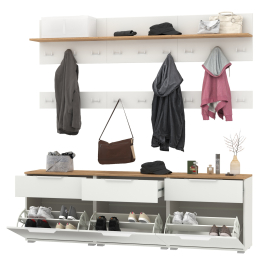Три обувницы с вешалкой для одежды с полкой в узкую прихожую Октава