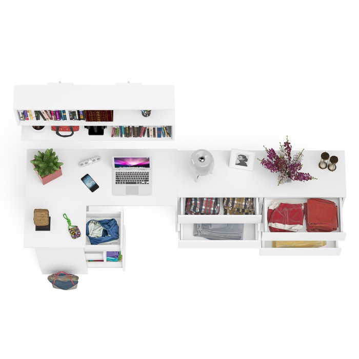 Домашние кабинеты, Стол угловой компьютерный Мори МС-16 левый с навесной книжной полкой и комодом МК1380.6