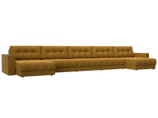 Диваны еврокнижки, Диван П-образный с декором Лига-049 НПБ Мегалонг, велюр BRUT