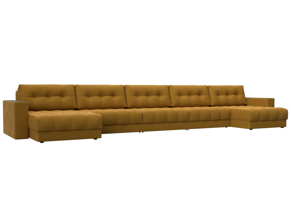 Диваны еврокнижки, Диван П-образный с декором Лига-049 НПБ Мегалонг, велюр BRUT