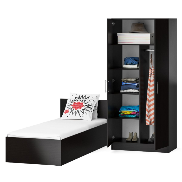 Спальные гарнитуры, Кровать односпальная 800 со шкафом для одежды 2-х створчатым Стандарт