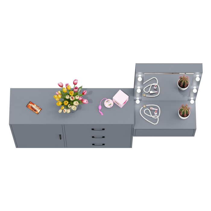 Туалетные столики, Комод с дверками и ящиками 122-1204 и косметический столик навесной с подсветкой