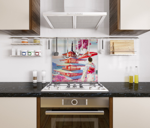 Интерьерная панель из стекла 500*600*6 мм MGF56_сакура