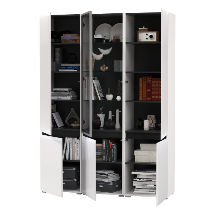 Шкафы распашные, Набор шкафов в гостиную Сидней из двух шкафов 13.200 и одного шкаф-витрины 13.201